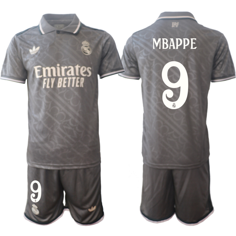 Men 2024-2025 Club Real Madrid away Grey #9 Soccer Jersey->real madrid jersey->Soccer Club Jersey
